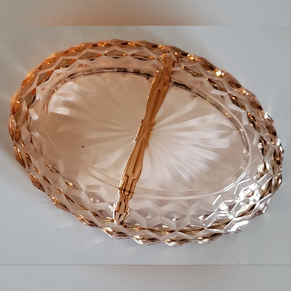 Vntg "Whitehall Peach" 2-Part 10" Oval Dish by Colony - Picture 7 of 16